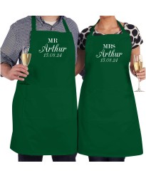 Personalised Mr & Mrs Custom Name Anniversary Date Love Birds Matching Printed Adult Unisex Apron 